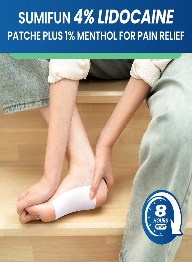 Sumifun Plantar Fasciitis Pain Patches, 4% Lidocaine Plus 1% Menthol, Maximum Strength 8-Hour Lidocaine Patches for Heel & Foot Pain Relief, Sprains, Strains & Bruises (6x10cm, 20 Counts) - Image 2